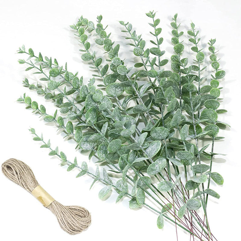 Artificial Eucalyptus Stems — light green frost white bundle