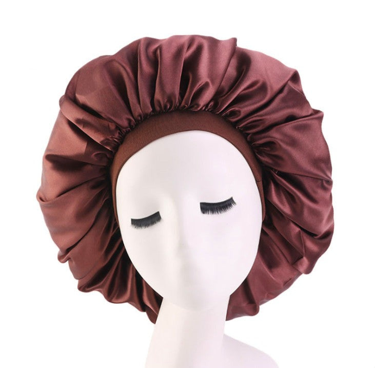Satin sleep bonnet in brown