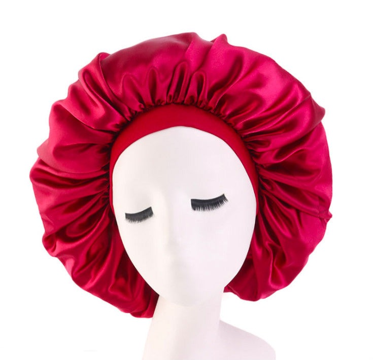 Satin sleep bonnet in red