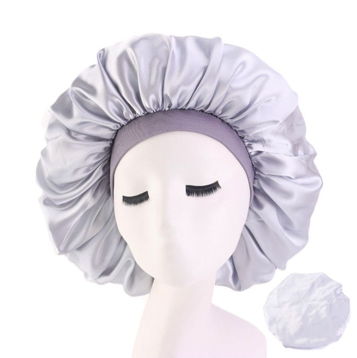Satin sleep bonnet in silver