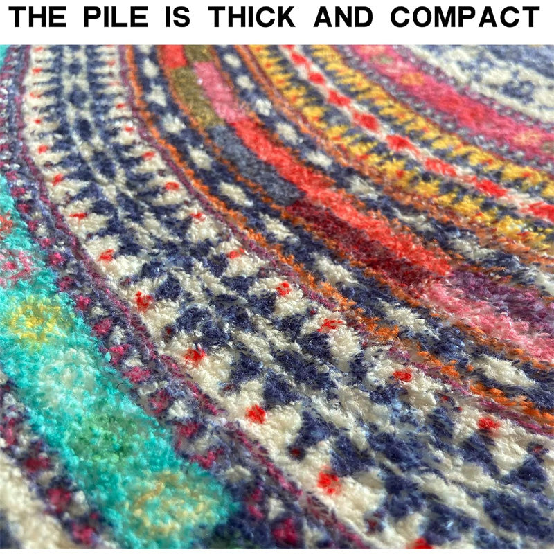 Half-Round Medallion Door Mat — close-up of the thick, compact pile
