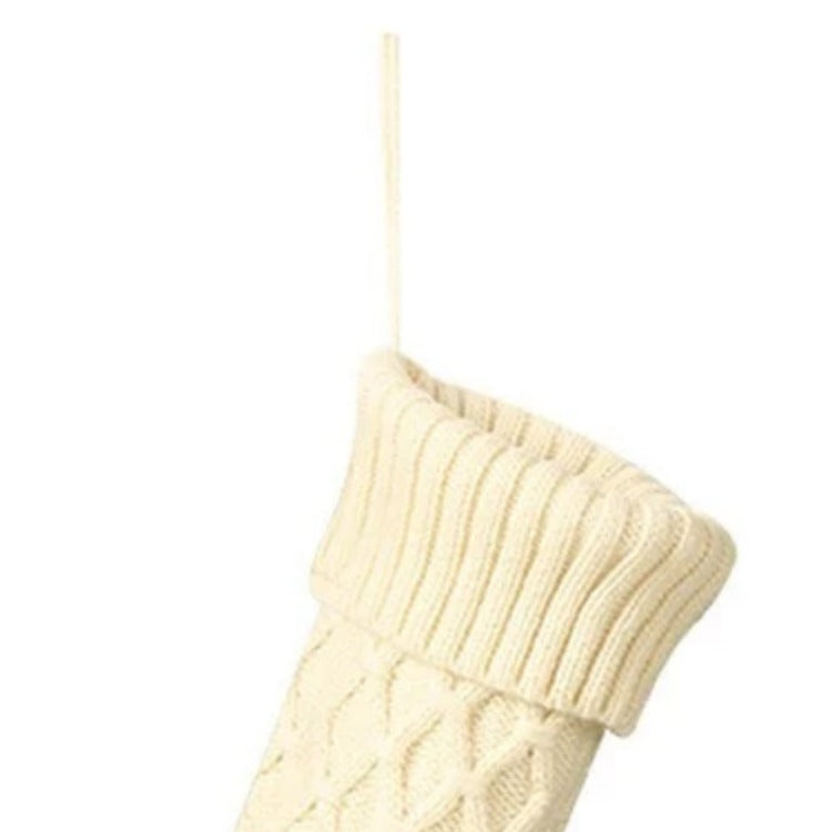 Cable Knit Christmas Stocking — ribbed cuff and hanging loop detail
