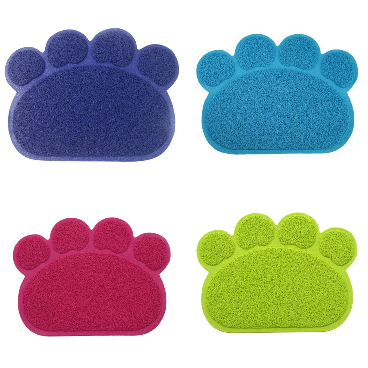 Cat Litter Mat — four colors: dark blue, light blue, rose, and green