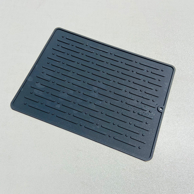 Silicone Dish Drying Mat — black, small