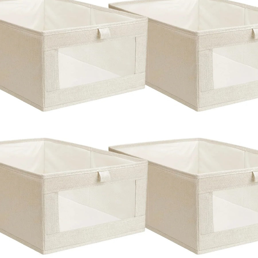 Linen Storage Bins fabric and handle detail