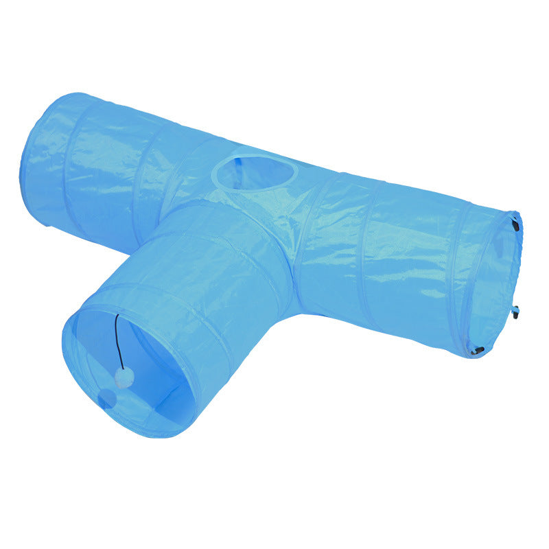 Blue three-way foldable cat tunnel