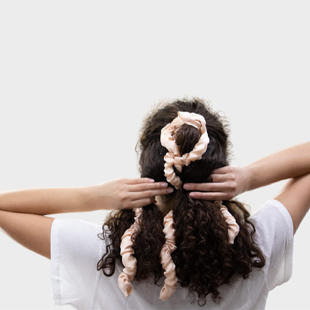 Heatless Curling Headband — headband wrapped in hair, back view