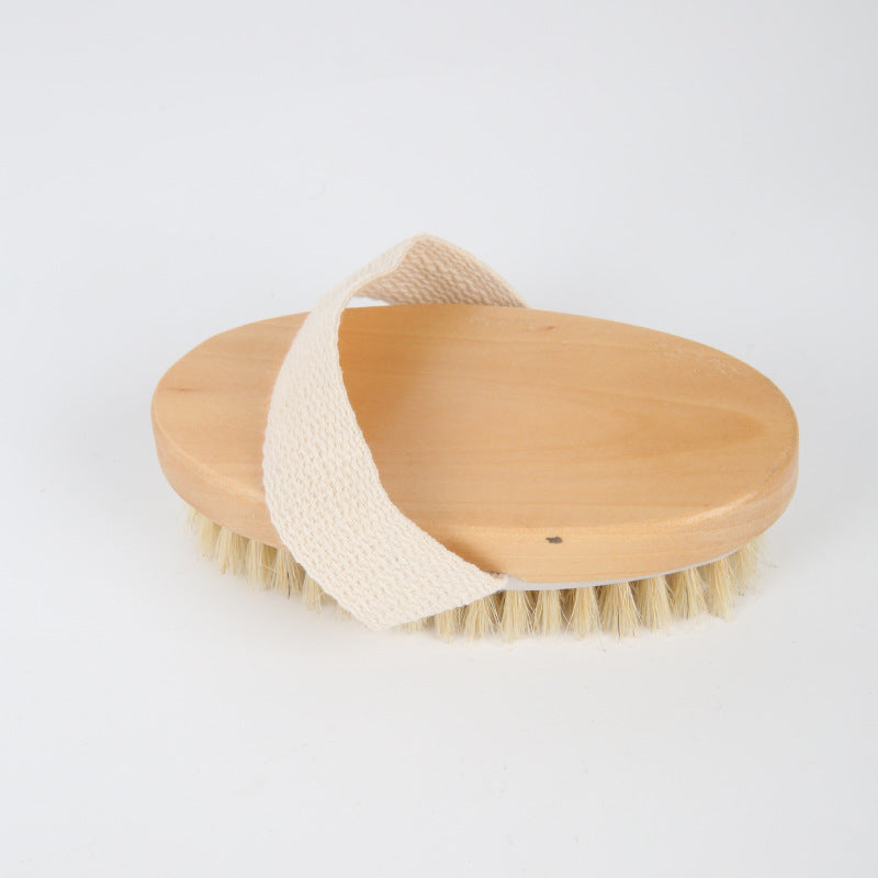 Natural Bristle Body Dry Brush — angled wooden body detail