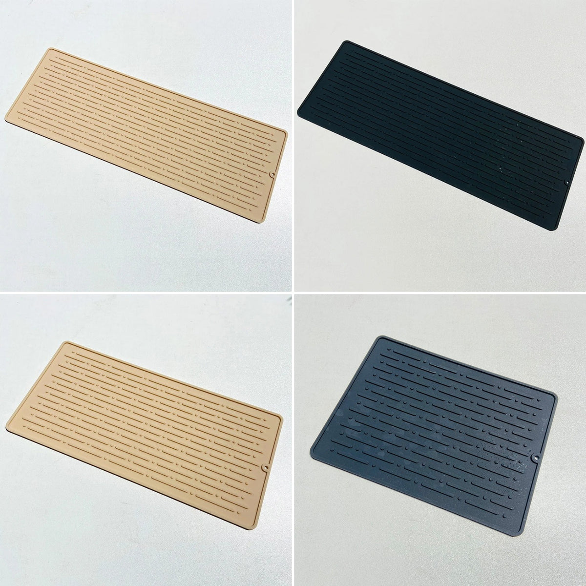 Silicone Dish Drying Mat — colors and sizes side by side