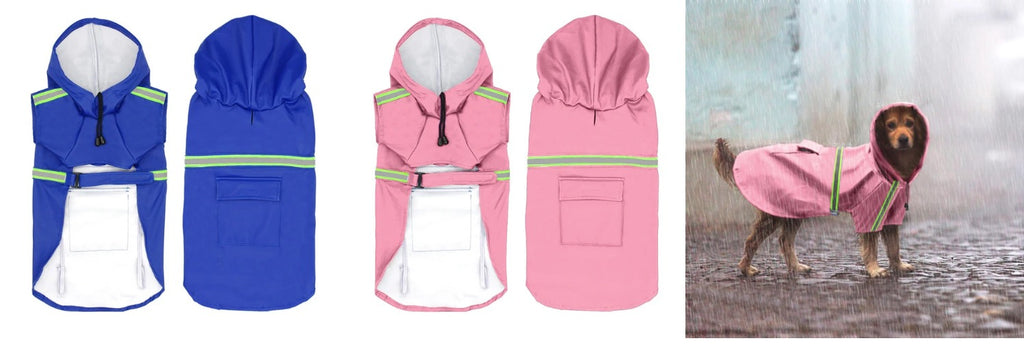 Reflective Dog Raincoat — colors side by side