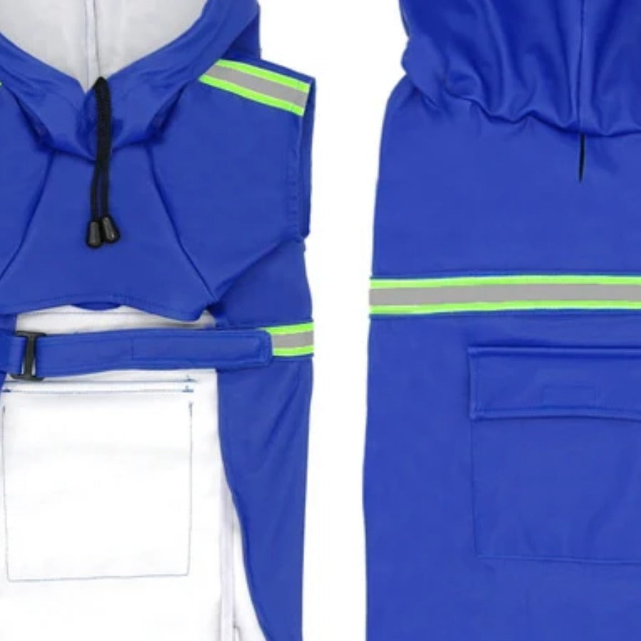 Reflective Dog Raincoat — reflective strip detail