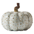 White Ceramic Pumpkin — clean studio view showing hobnail texture