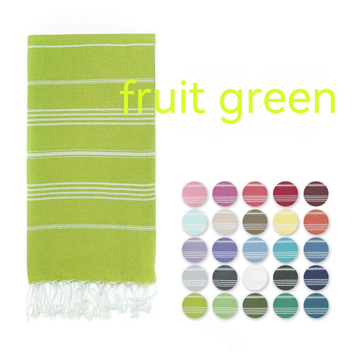 Fruit green Turkish beach towel with woven stripes
