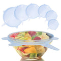 Silicone Stretch Lids — all six sizes shown with a covered fruit bowl
