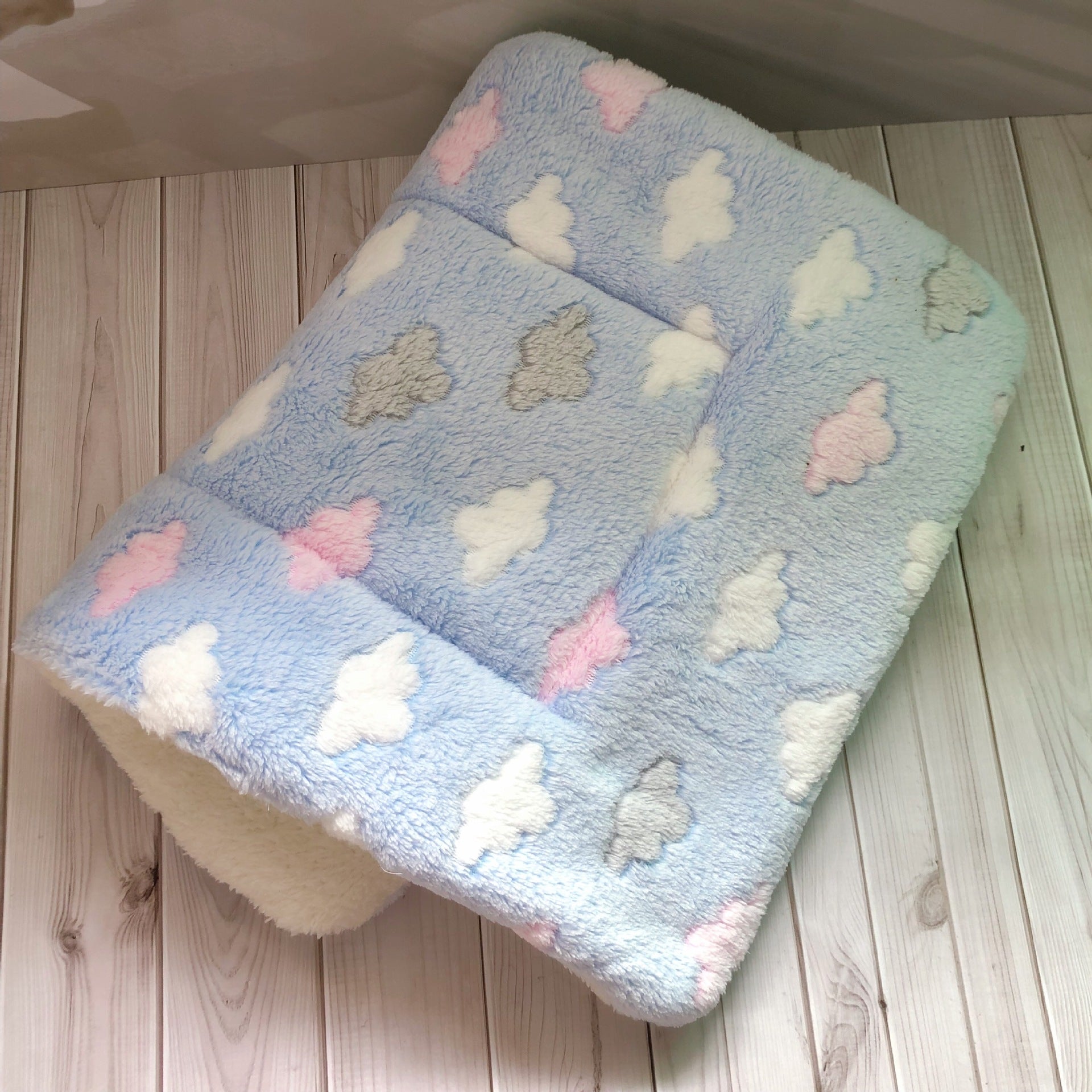 Soft Flannel Pet Blanket — blue clouds pattern