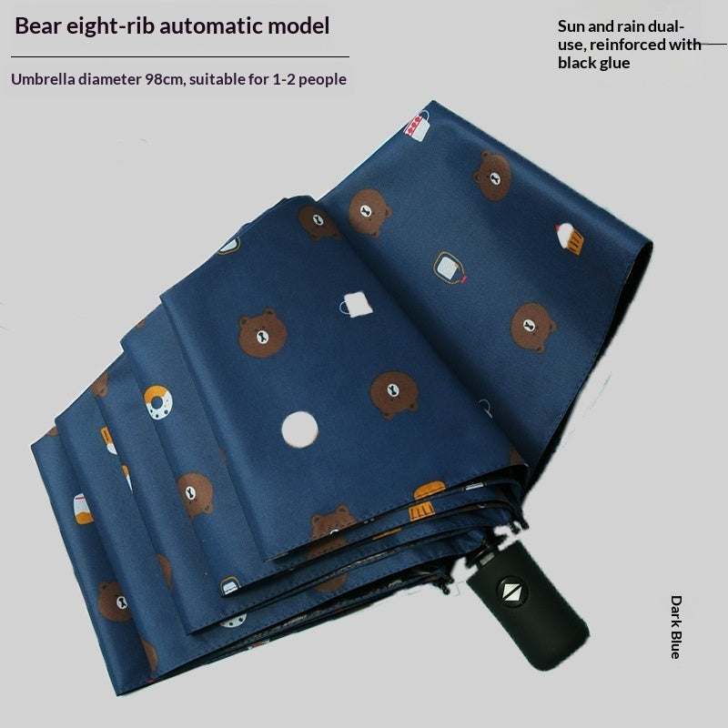 Navy daisy automatic umbrella with reinforced windproof frame