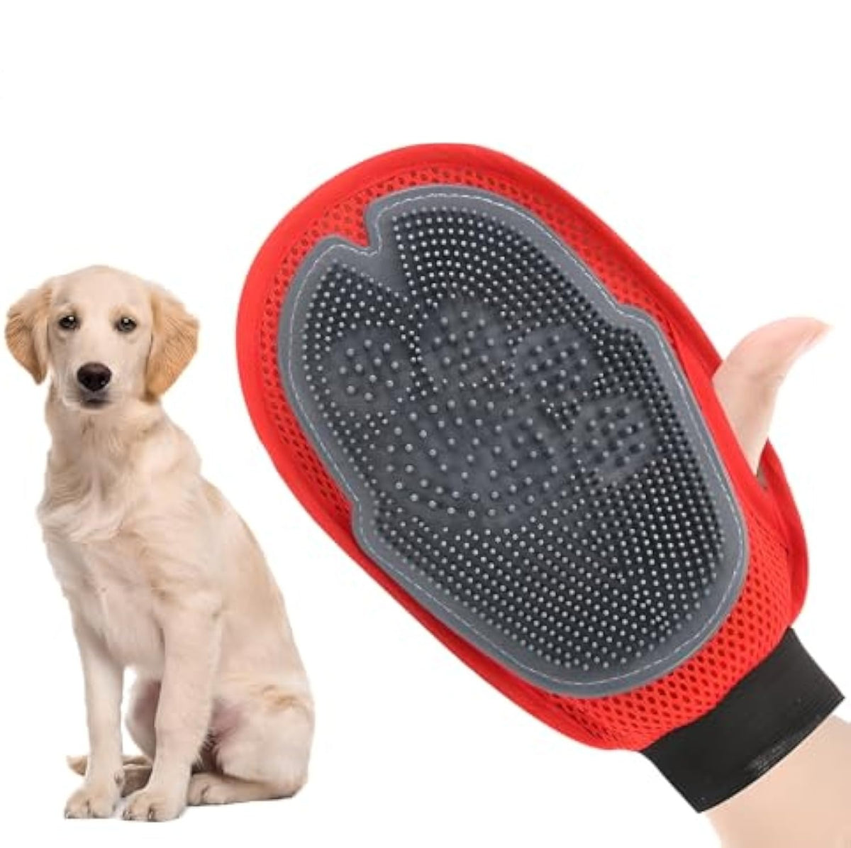 Pet grooming glove in red