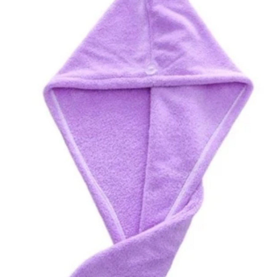 Microfiber Hair Towel Wrap — full shape with button loop closure