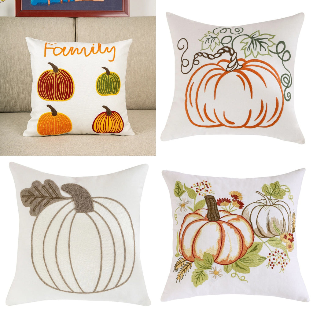Halloween Pillow Covers — four pumpkin patterns side by side