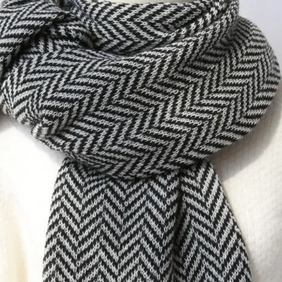Herringbone Knit Scarf — close view of the herringbone weave