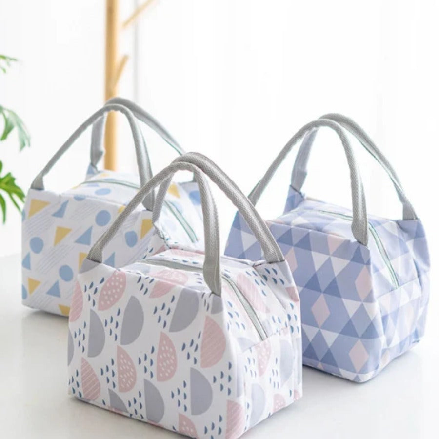Insulated Lunch Bag — handle and drawstring top detail