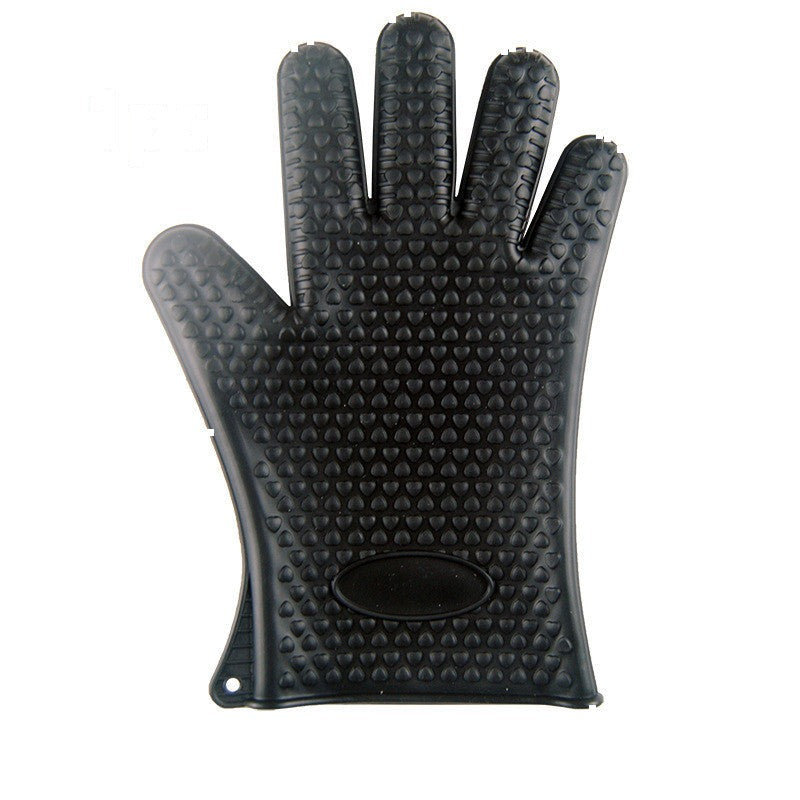 Silicone oven mitt in black