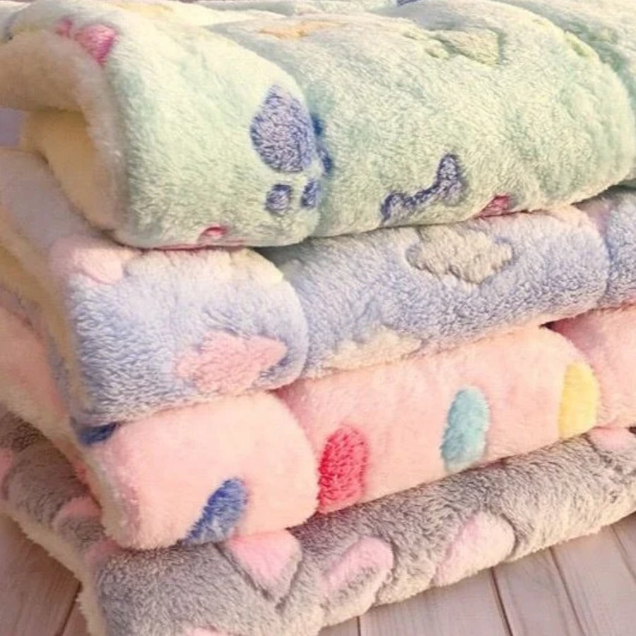 Soft Flannel Pet Blanket — folded stack showing the flannel texture