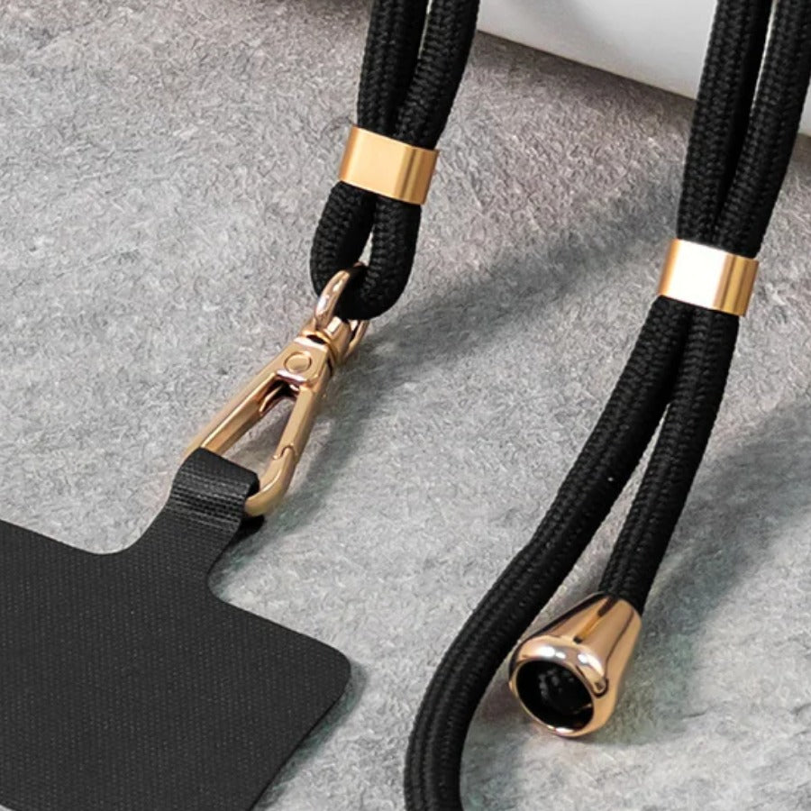 Phone Crossbody Lanyard — close view of the rope and metal clasp