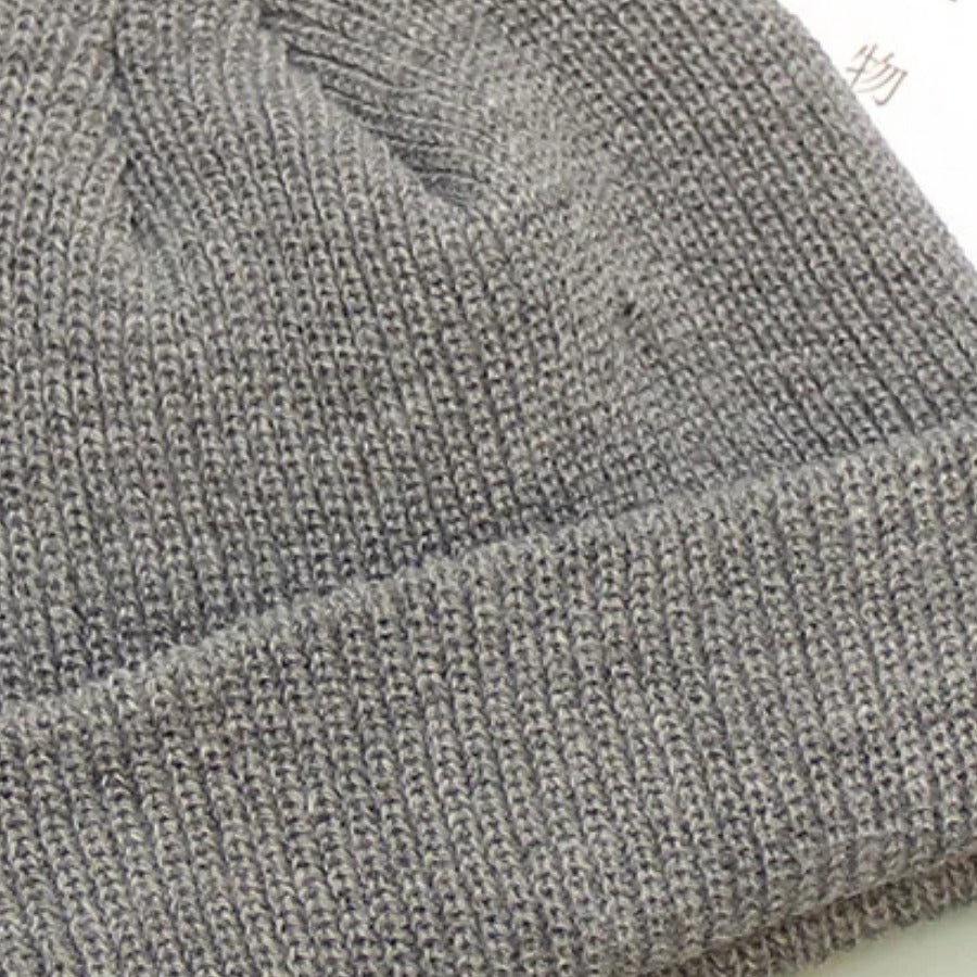 Ribbed Knit Beanie — close view of the ribbed knit and folded cuff