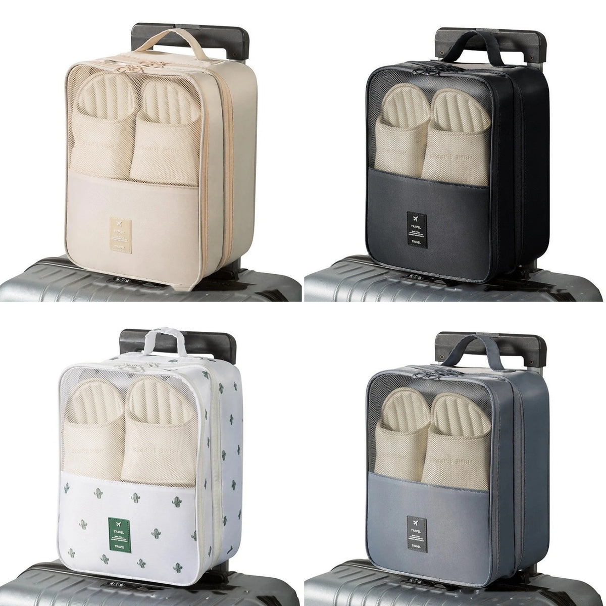 3 Layer Travel Shoe Bag — four colors side by side