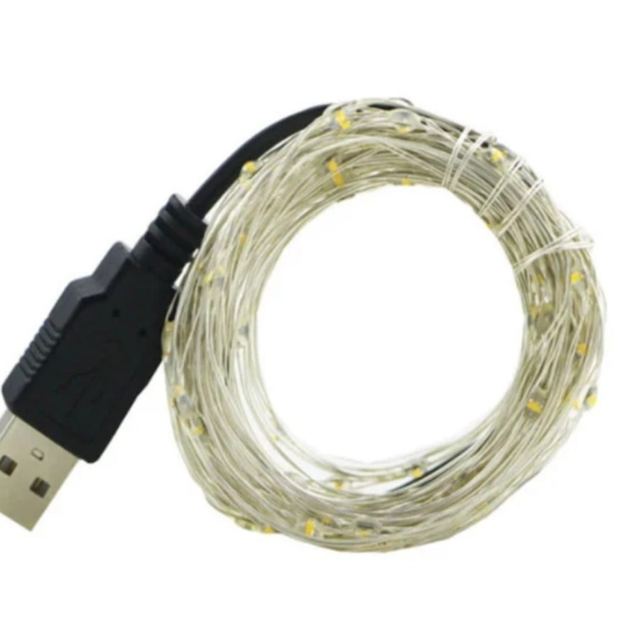USB Copper Wire String Lights — close view of the wire and LEDs