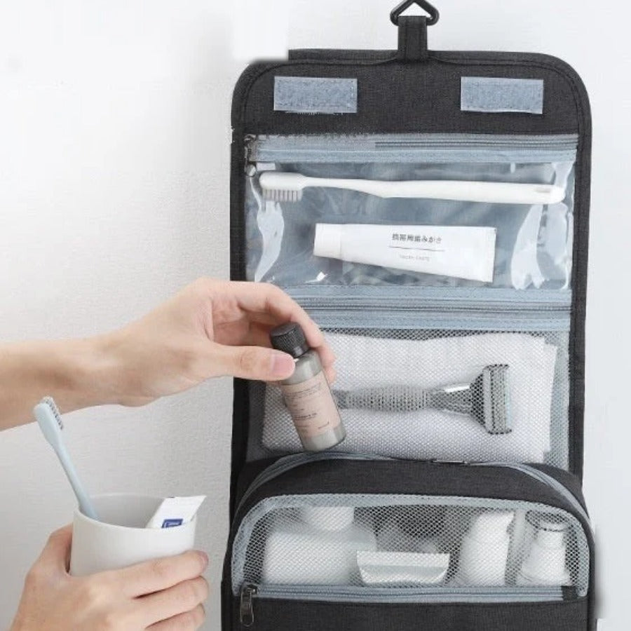 Hanging Toiletry Bag — open view of the compartments