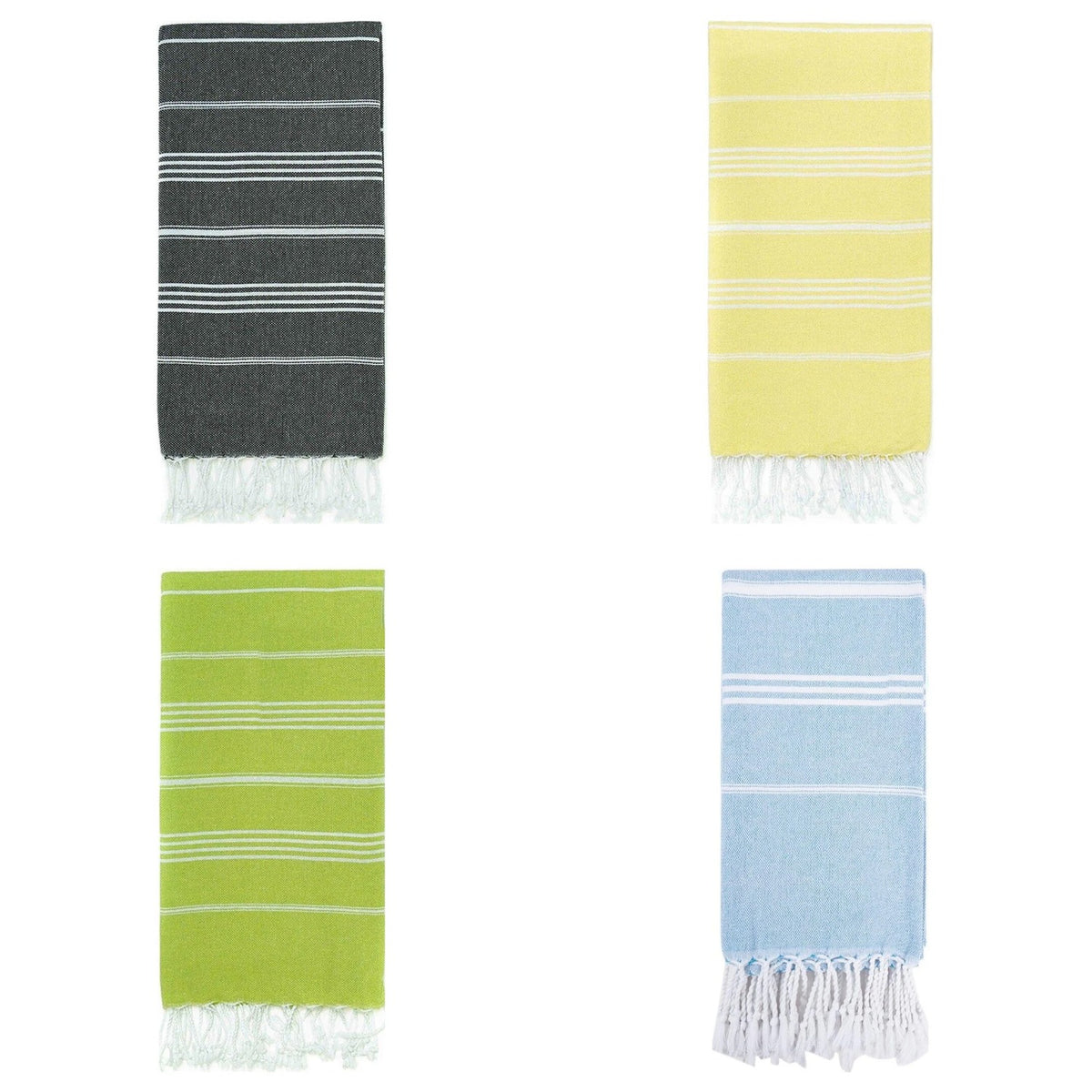 Turkish Beach Towel — four colors folded side by side